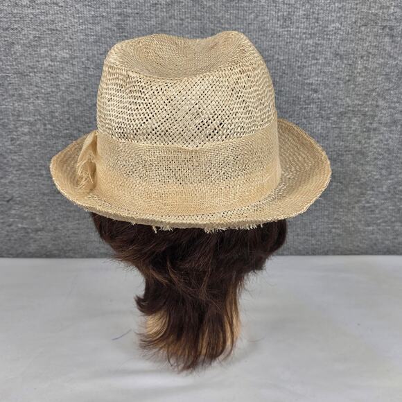 LAUREN RALPH LAUREN WOMEN’S STRAW FEDORA – NATURAL WOVEN STYLE WITH RIBBON BAND
